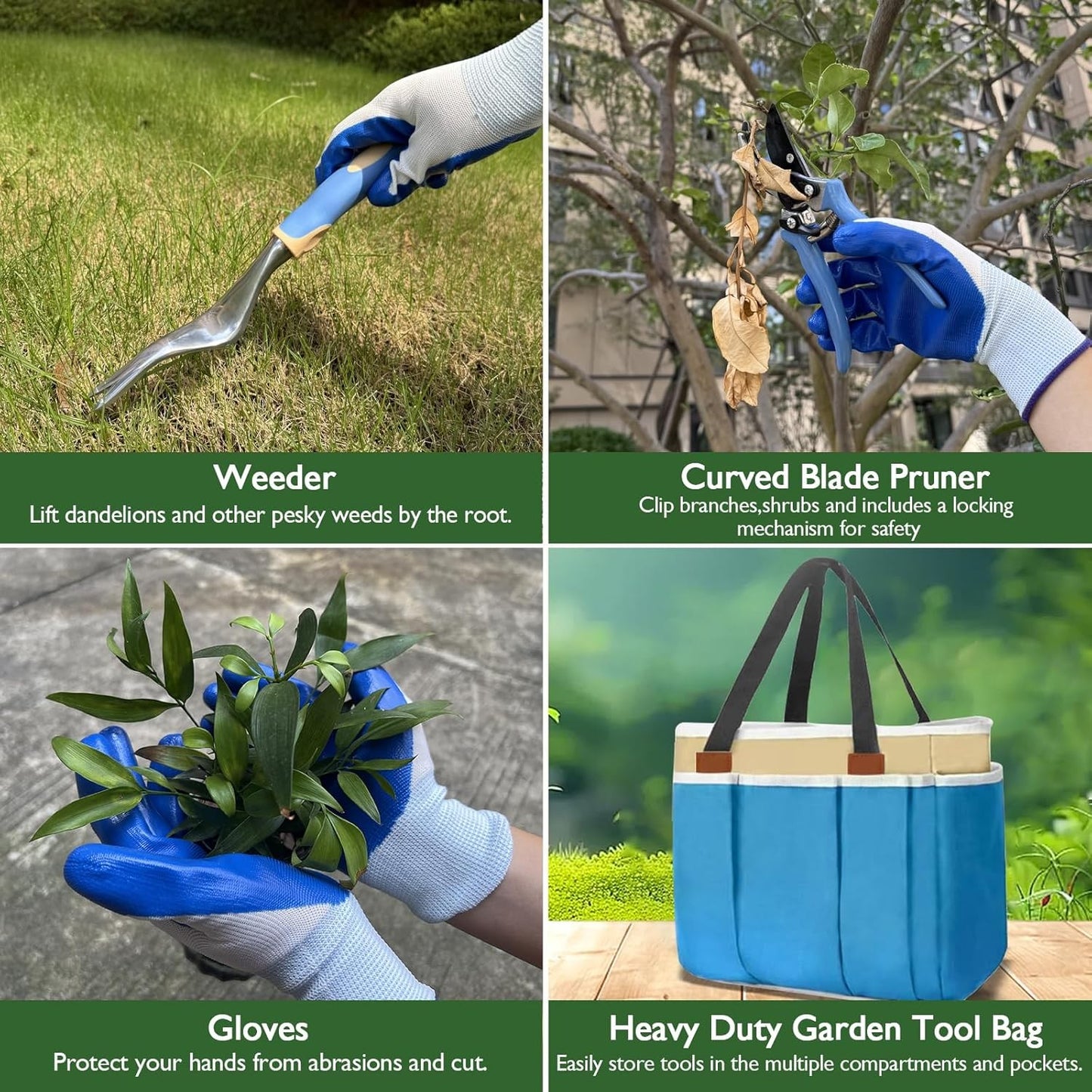 Gardening Tool Set, ABRFC Aluminum Alloy Material - Heavy Duty Gardening Tool