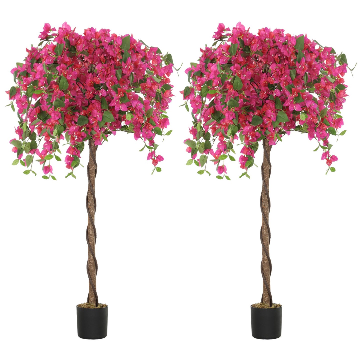 HOMCOM Set of 2 Decorative Artificial Plants Fake Plants Red