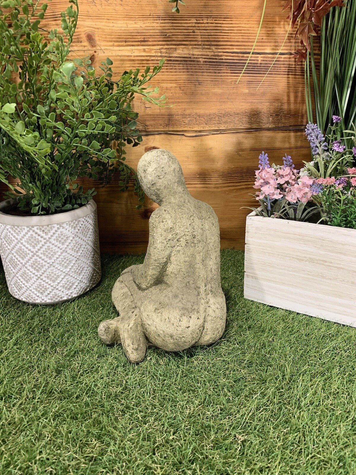 STONE GARDEN CUTE MODERN KNEELING GIRL STATUE GIFT HOME GARDEN ORNAMENT