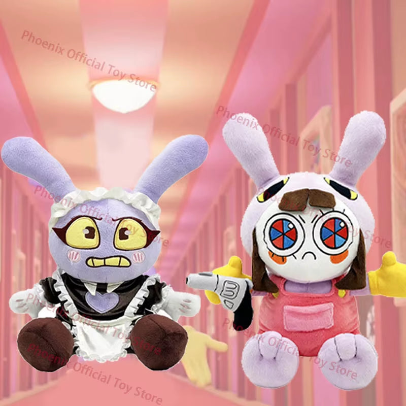 Amazing Maid Jax Pomni Plush Cute Anime Rabbit Jax Plushie Kawaii Cartoon Stuffed Doll Soft Decor Pillow Doll Kids Birthday Gift