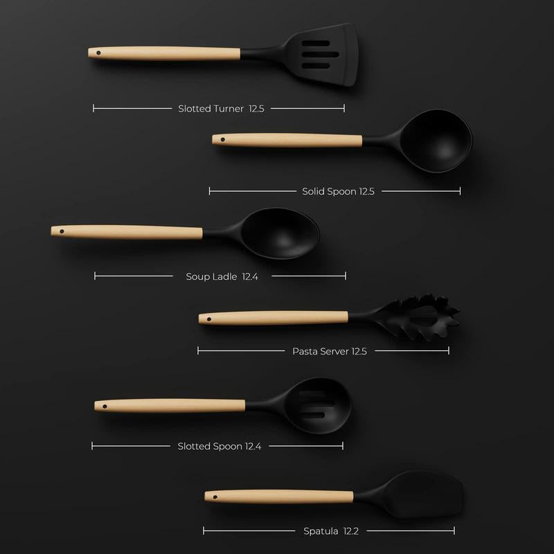 Christmas Gift Syvio 21 Pcs Kitchen Knife Set, Knife Sets with Block and 6 PCS Kitchen Utensils Set, Knives Set for Kitchen 15 Pieces with Built-In Sharpener, Utensils Holder for Storing Kitchen Tools