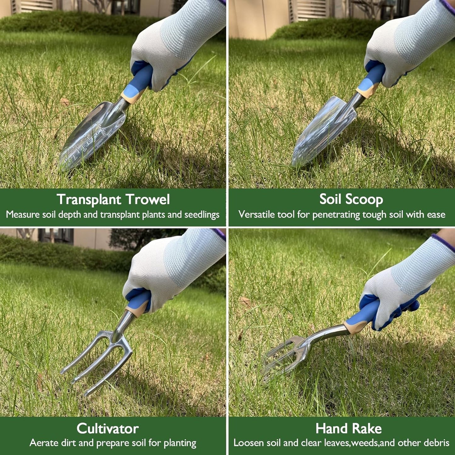 Gardening Tool Set, ABRFC Aluminum Alloy Material - Heavy Duty Gardening Tool