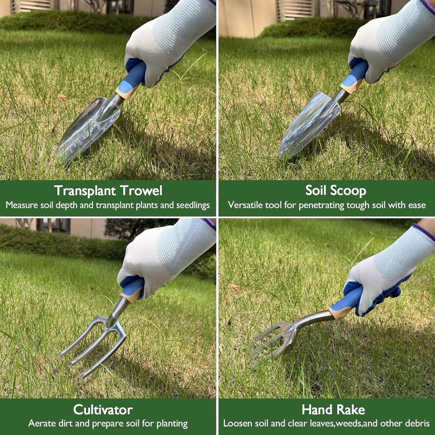 Gardening Tool Set, ABRFC Aluminum Alloy Material - Heavy Duty Gardening Tool