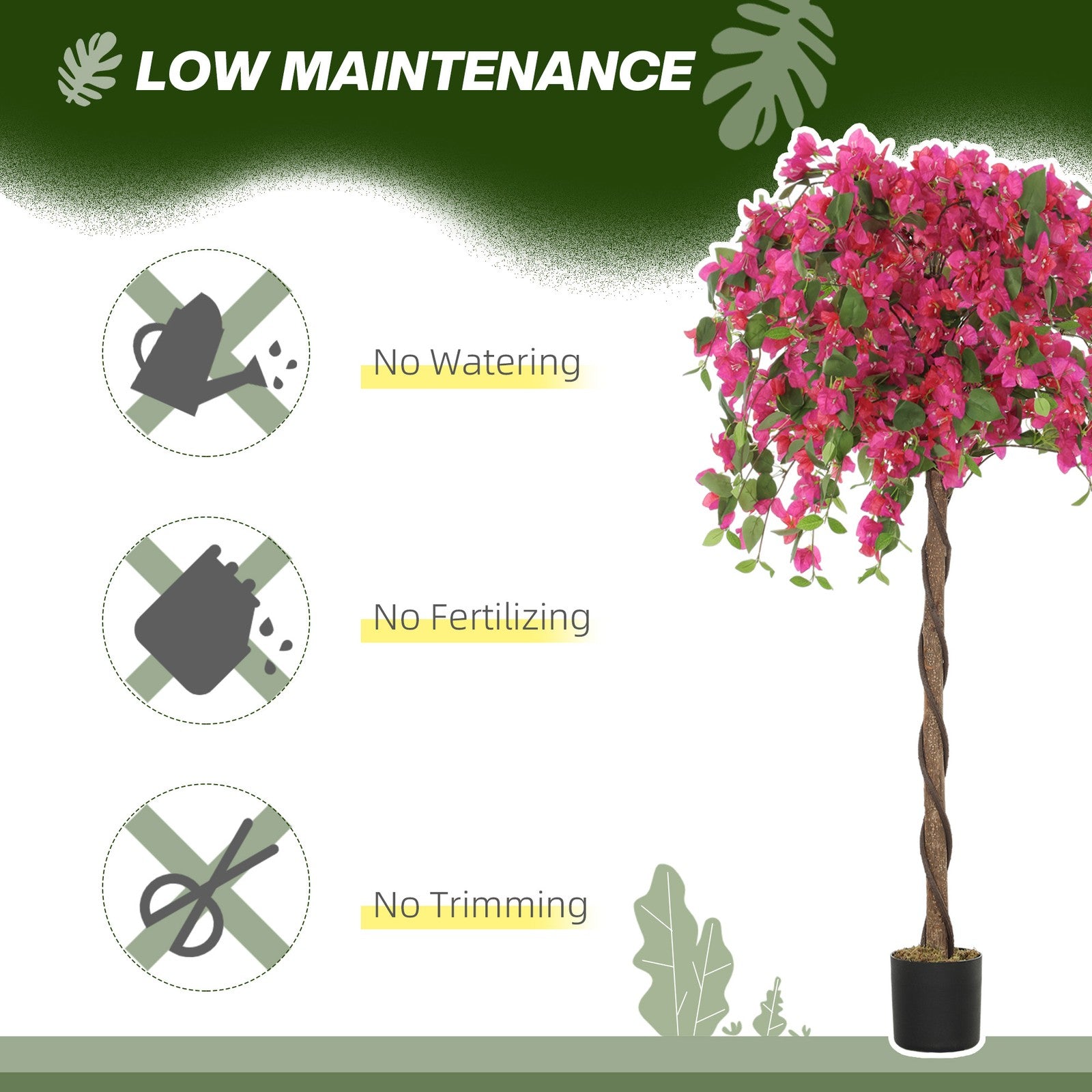 HOMCOM Set of 2 Decorative Artificial Plants Fake Plants Red