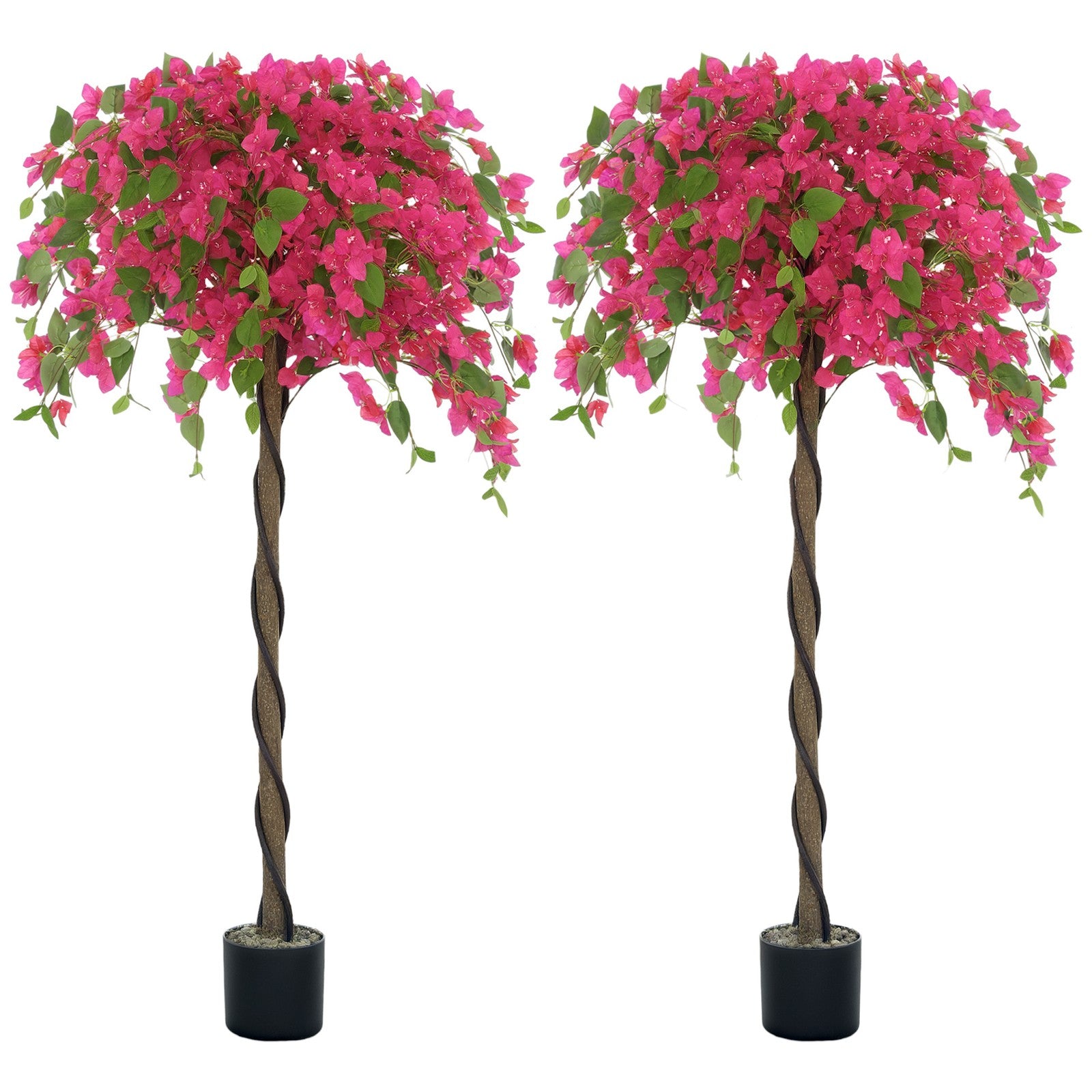 HOMCOM Set of 2 Decorative Artificial Plants Fake Plants Red