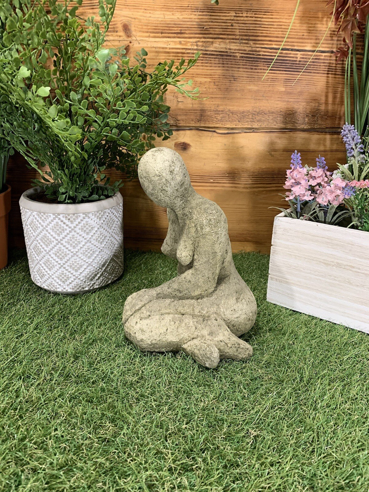 STONE GARDEN CUTE MODERN KNEELING GIRL STATUE GIFT HOME GARDEN ORNAMENT