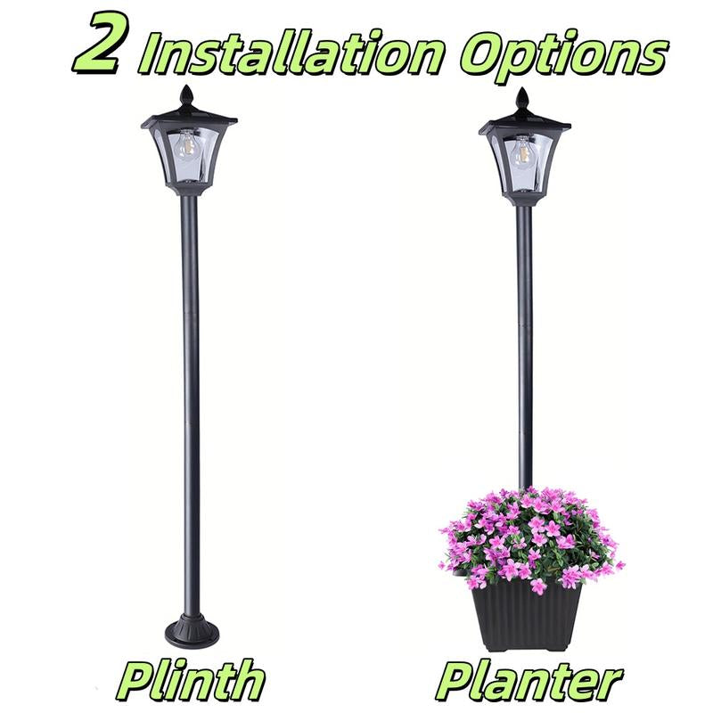 HOODINK 65" Solar Lamp Post Light with Planter, Glass 60 Lumens Solar Garden Lights Outdoor Waterproof Solar Pole Lights Patio Decor, Warm White