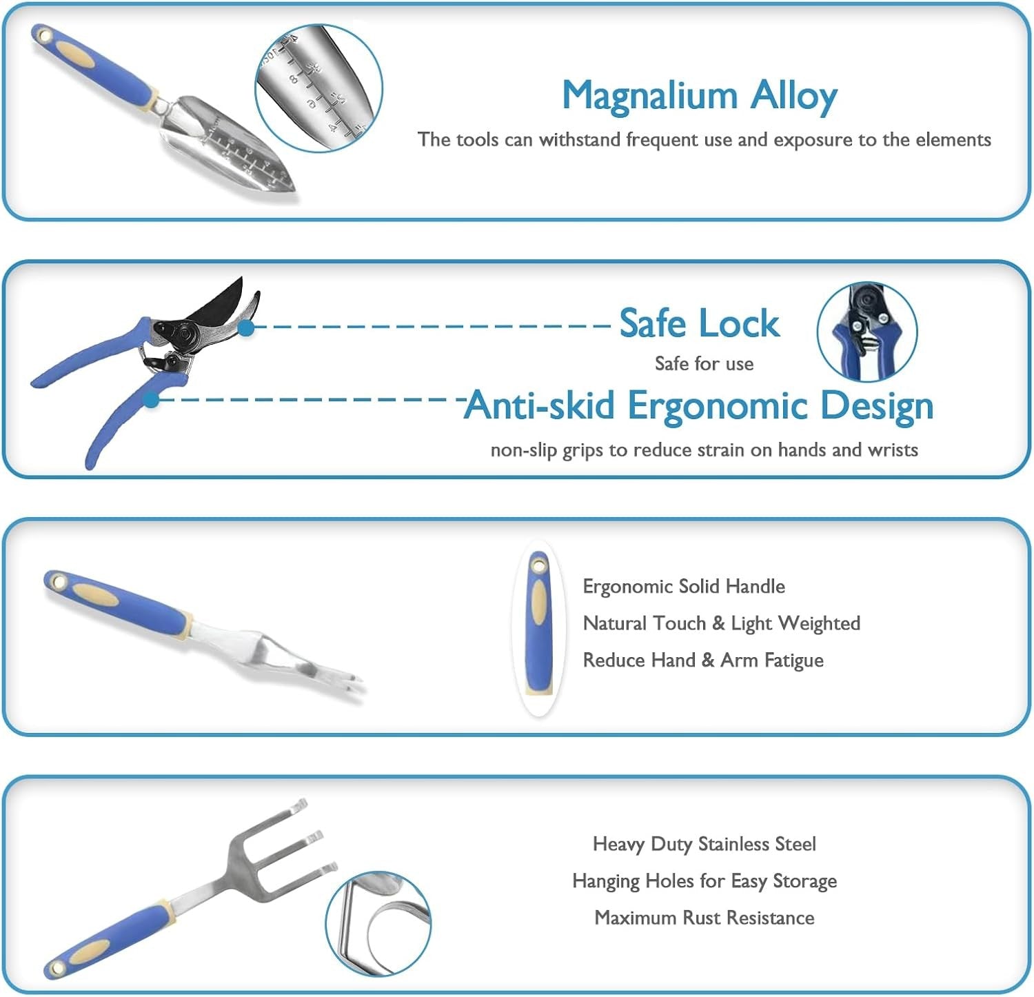 Gardening Tool Set, ABRFC Aluminum Alloy Material - Heavy Duty Gardening Tool