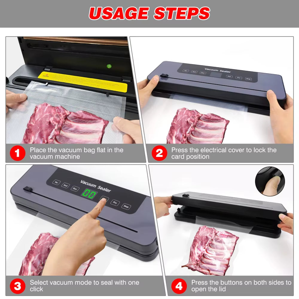 Electric Sealer Vacuum Machine Black Multifunctional Food Vacuum Sealer with Vacuum Bag Vacuum Packaging Machine