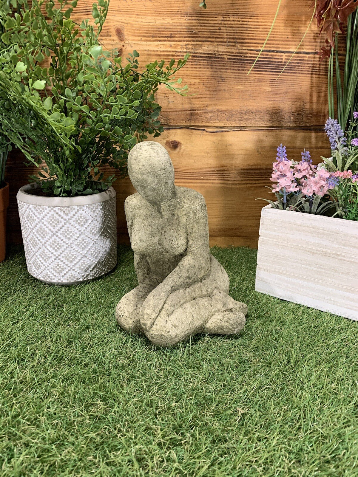 STONE GARDEN CUTE MODERN KNEELING GIRL STATUE GIFT HOME GARDEN ORNAMENT