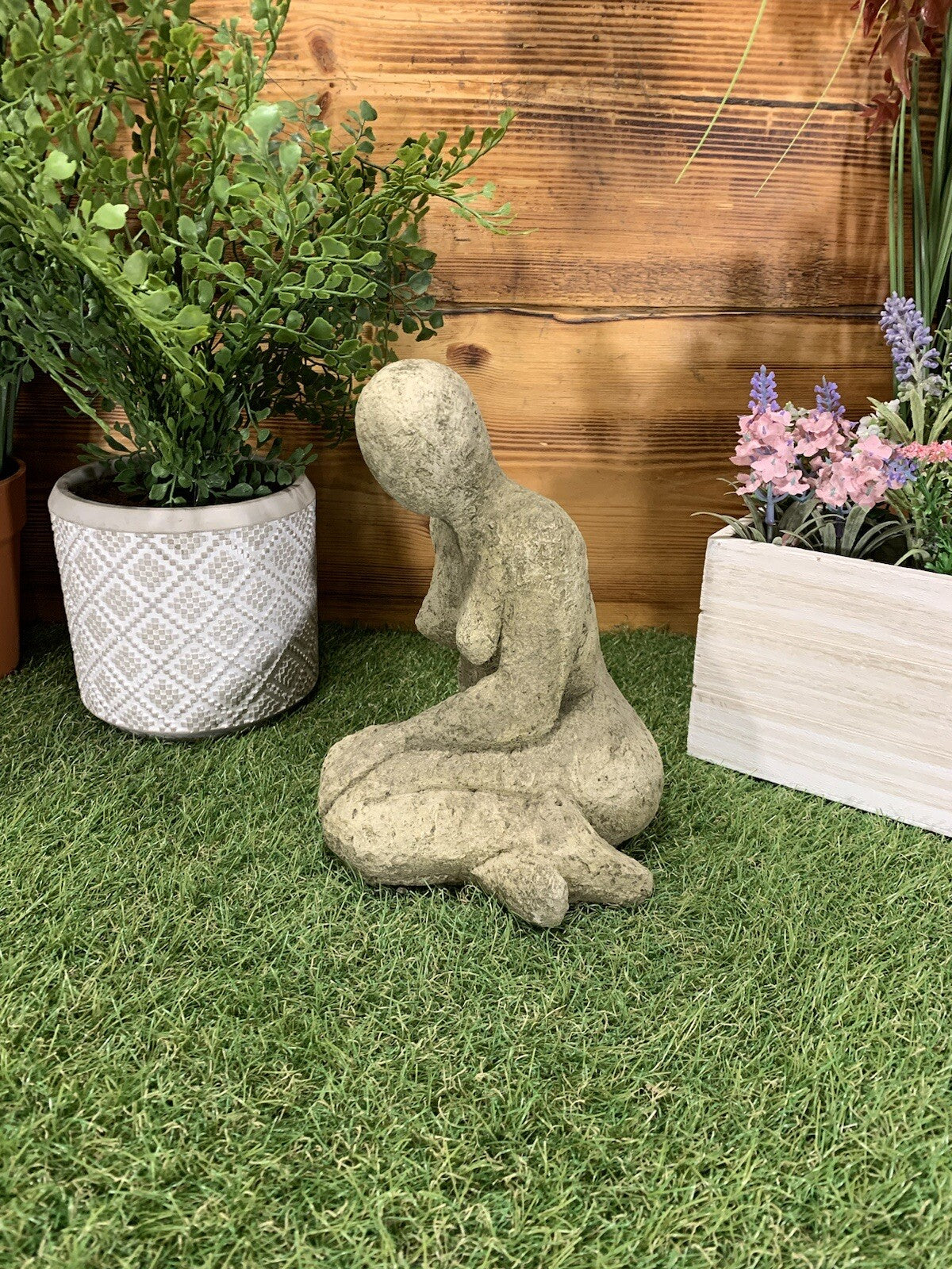 STONE GARDEN CUTE MODERN KNEELING GIRL STATUE GIFT HOME GARDEN ORNAMENT