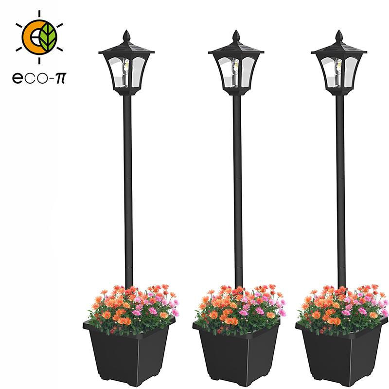 HOODINK 65" Solar Lamp Post Light with Planter, Glass 60 Lumens Solar Garden Lights Outdoor Waterproof Solar Pole Lights Patio Decor, Warm White