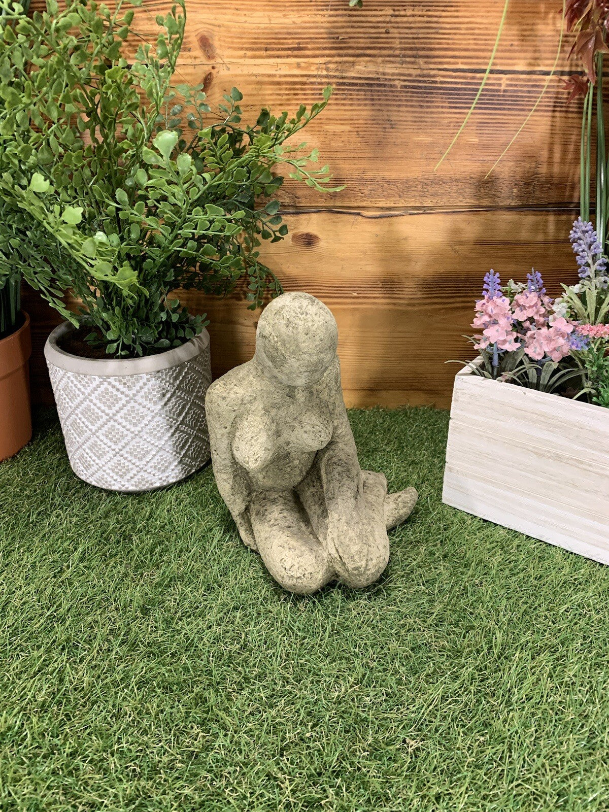 STONE GARDEN CUTE MODERN KNEELING GIRL STATUE GIFT HOME GARDEN ORNAMENT