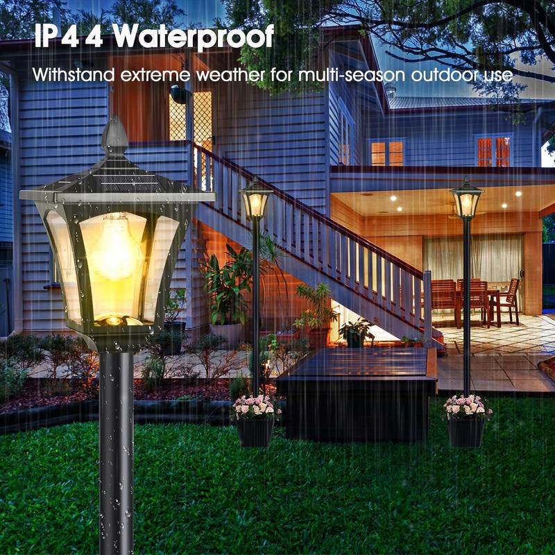 HOODINK 65" Solar Lamp Post Light with Planter, Glass 60 Lumens Solar Garden Lights Outdoor Waterproof Solar Pole Lights Patio Decor, Warm White