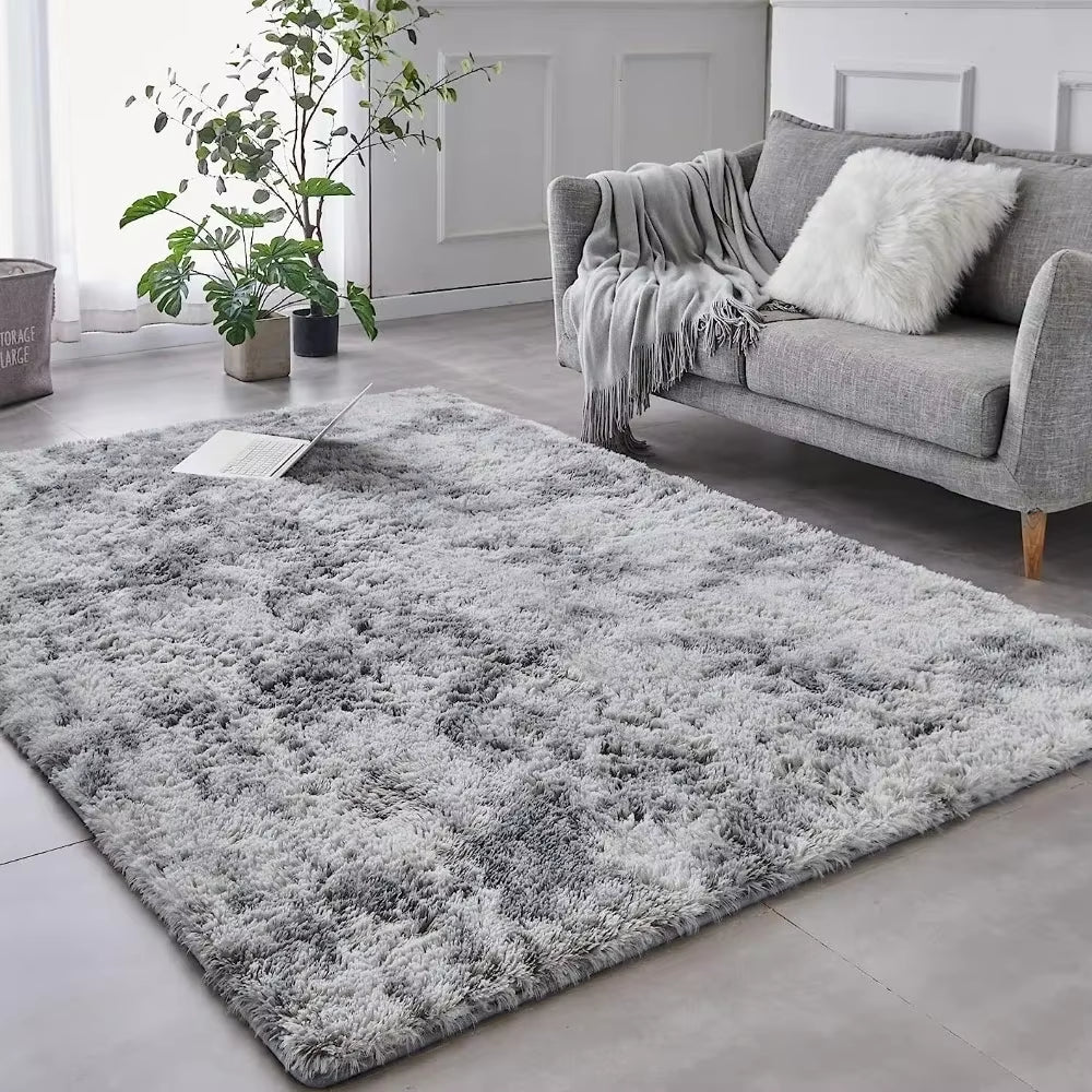 Gray Carpet for Living Room Plush Rug Bed Room Floor Fluffy Mats Anti-Slip Home Decor Rugs Soft Velvet Carpets Kids Room Blanket